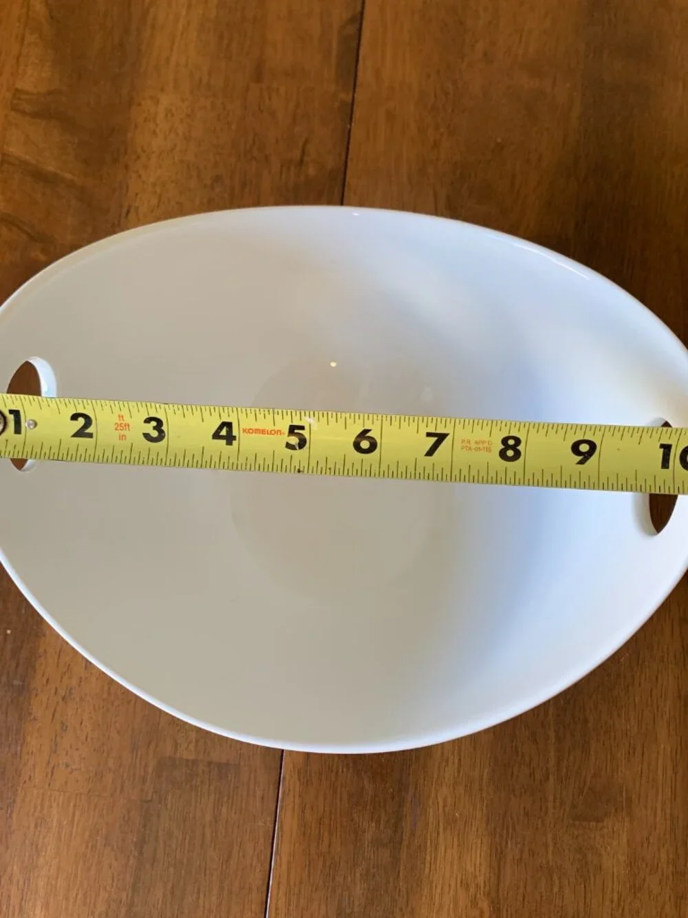 Palm Restaurant Modern White Ceramic Large Serving Bowl Side Handles Dishwasher